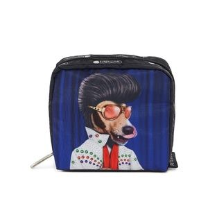NWT LeSportsac Medium Square Cosmetic Bag Case Disco Pets Rock Collaboration